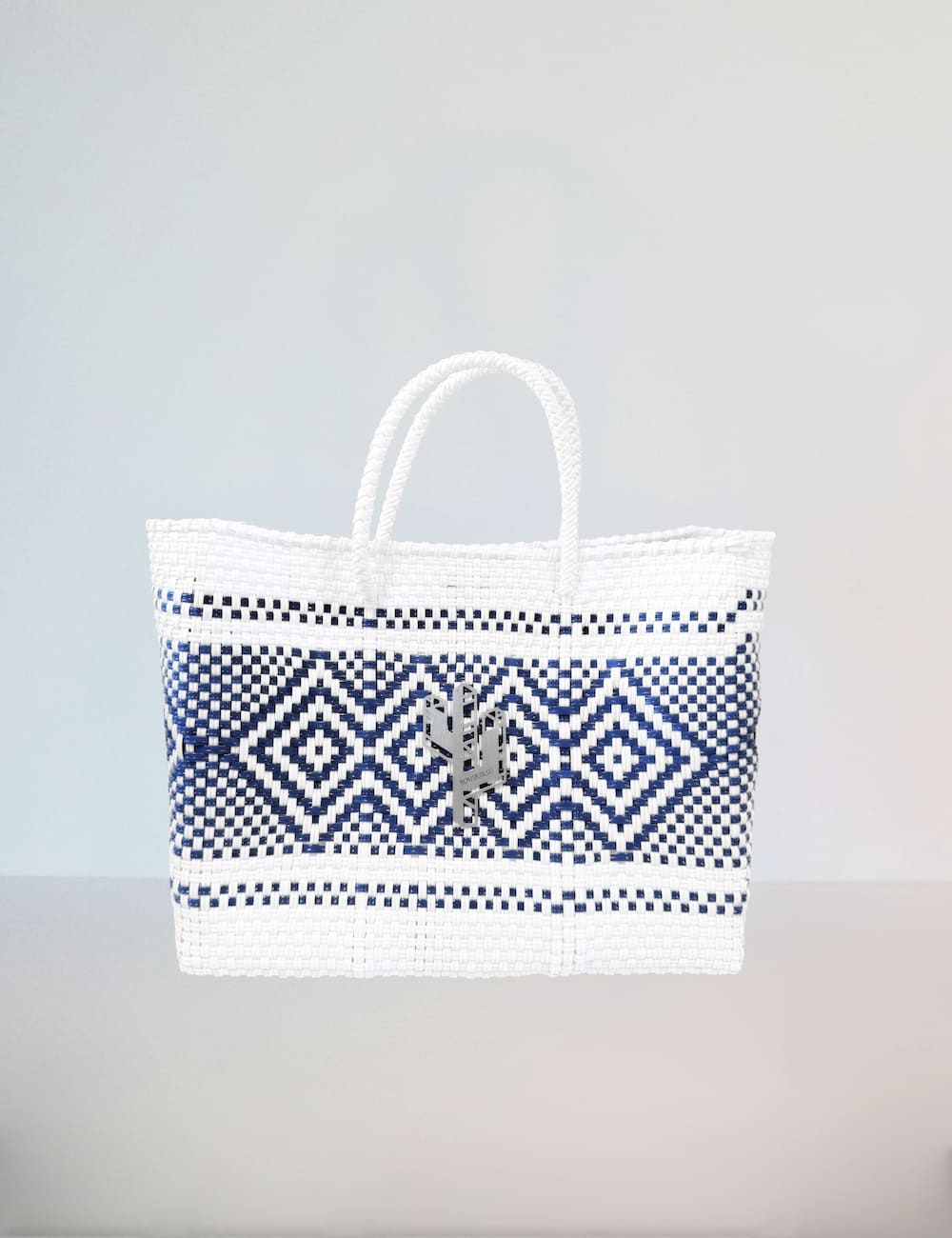 Azteca White-Blue Small Tote