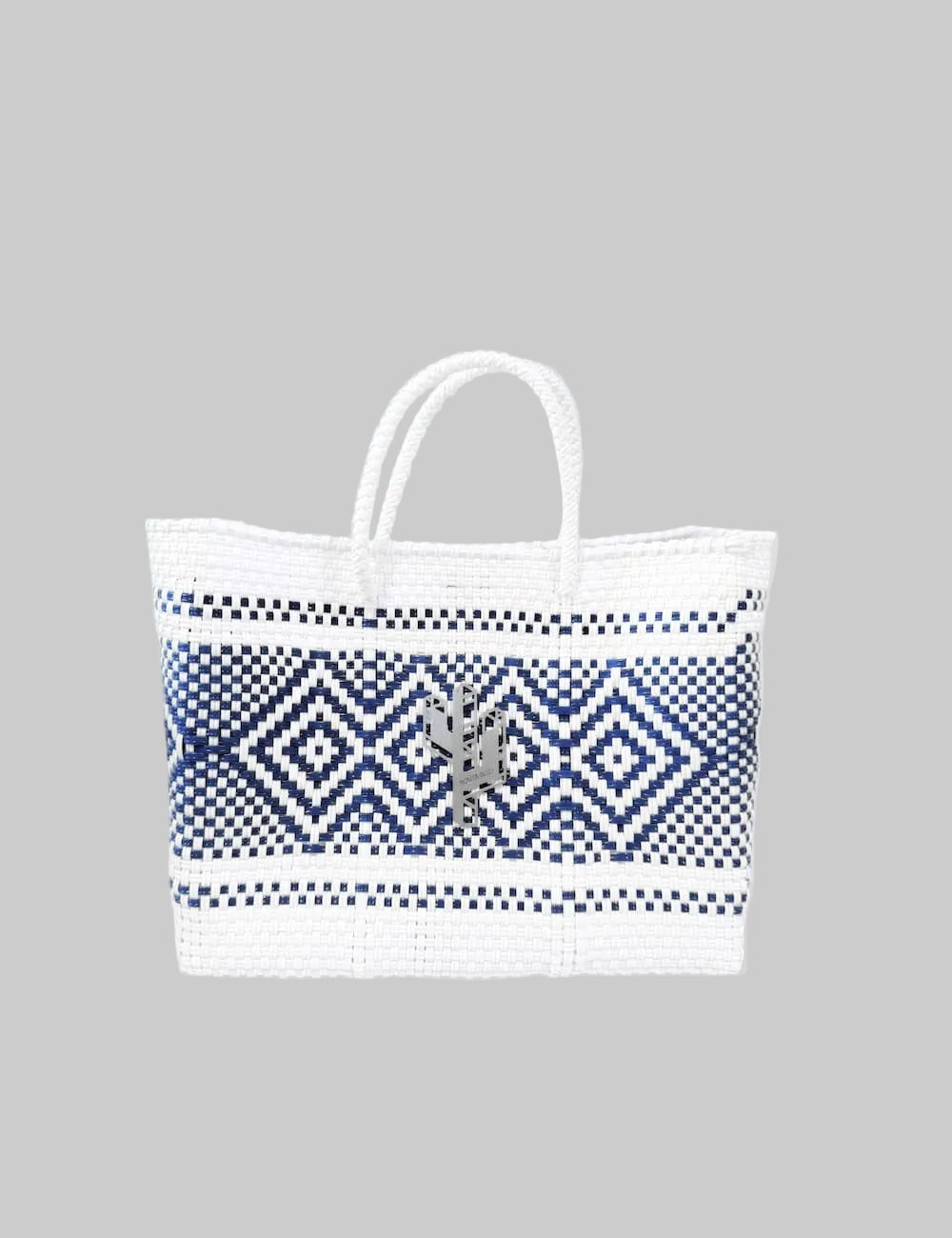 Azteca White-Blue Small Tote