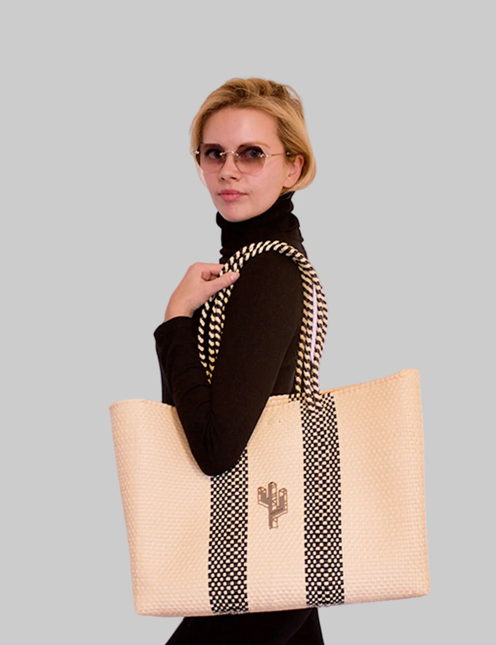 Rosita Blue - Colima Beige-Black Large Tote