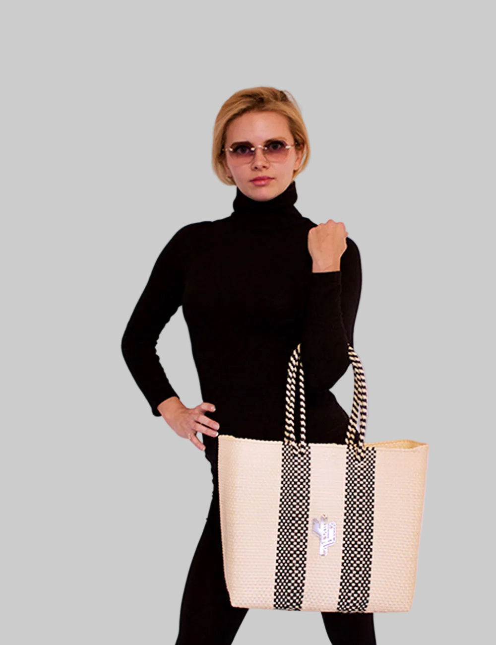 Rosita Blue - Colima Beige-Black Medium Tote