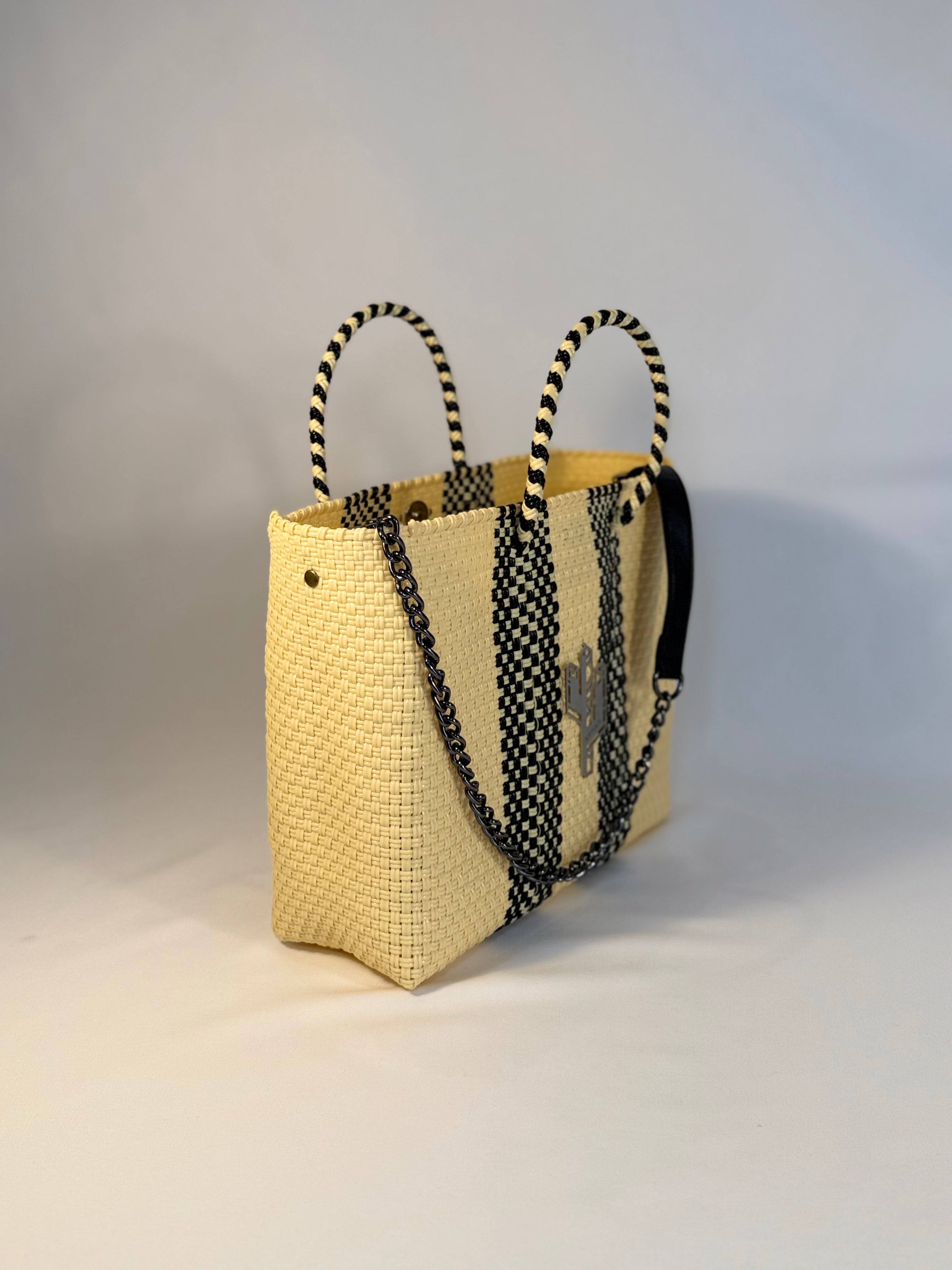 Colima Beige-Black Small Tote