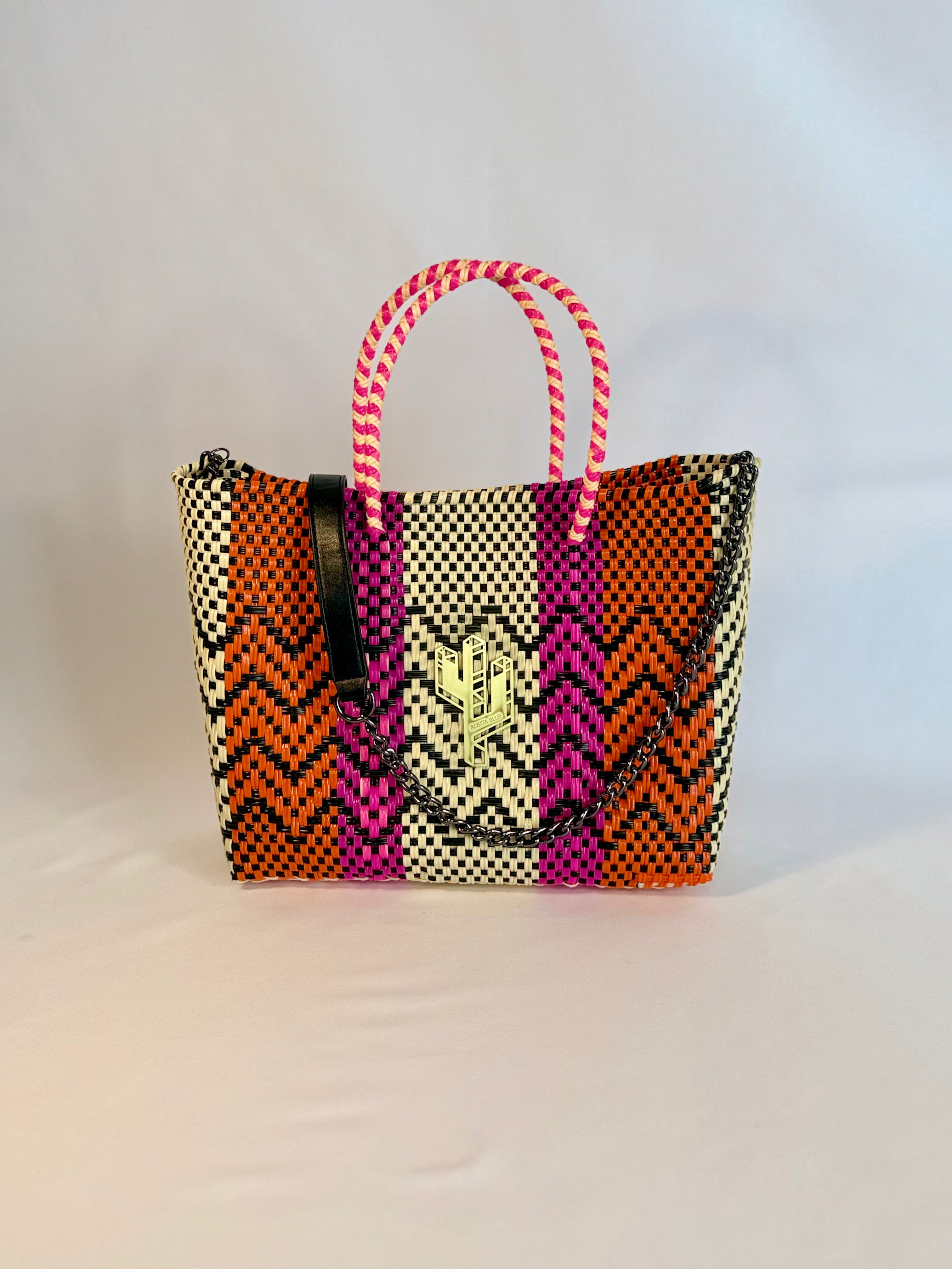 Cancun Beige-Orange-Fucsia Small Tote