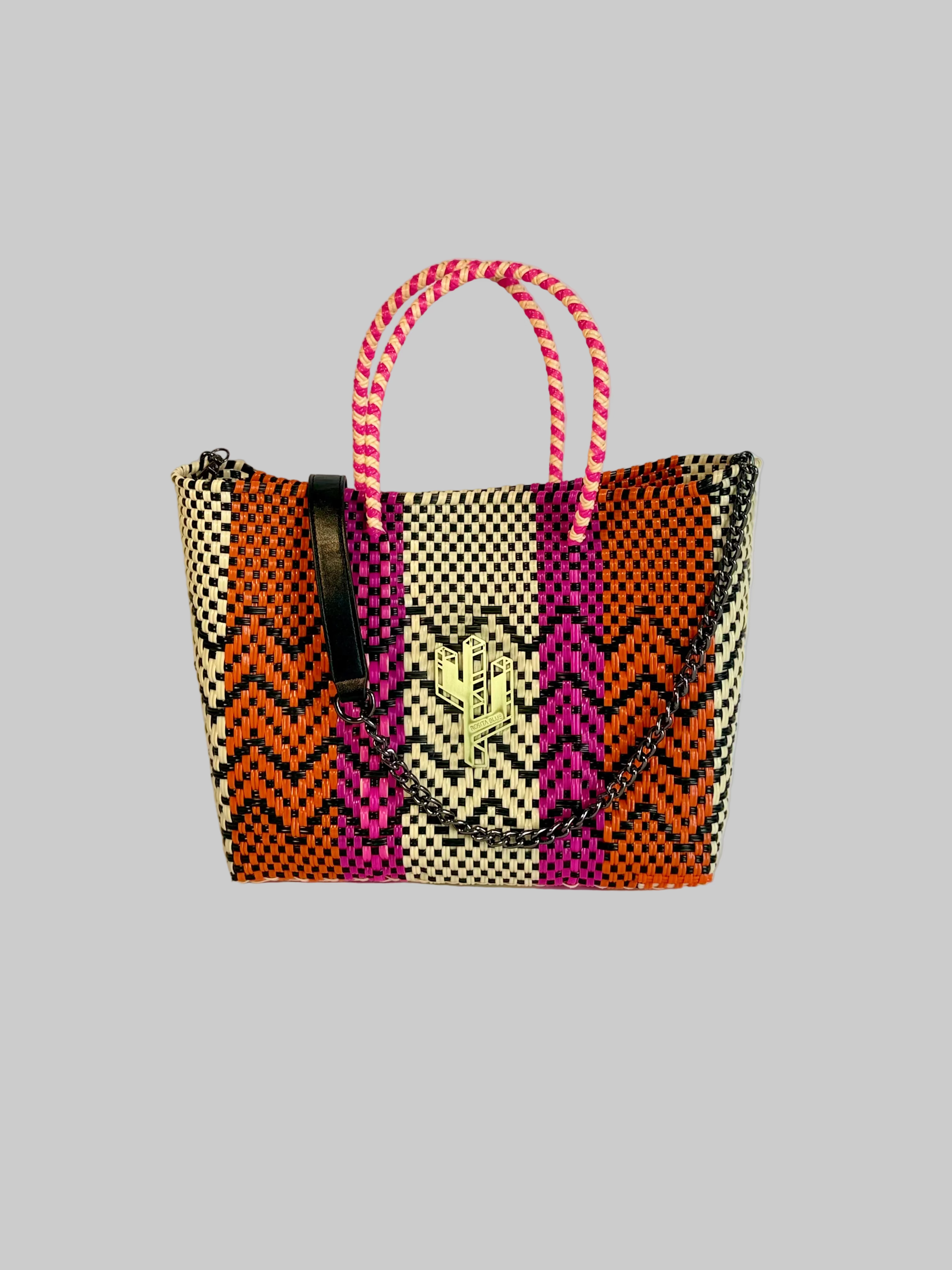 Cancun Beige-Orange-Fucsia Small Tote