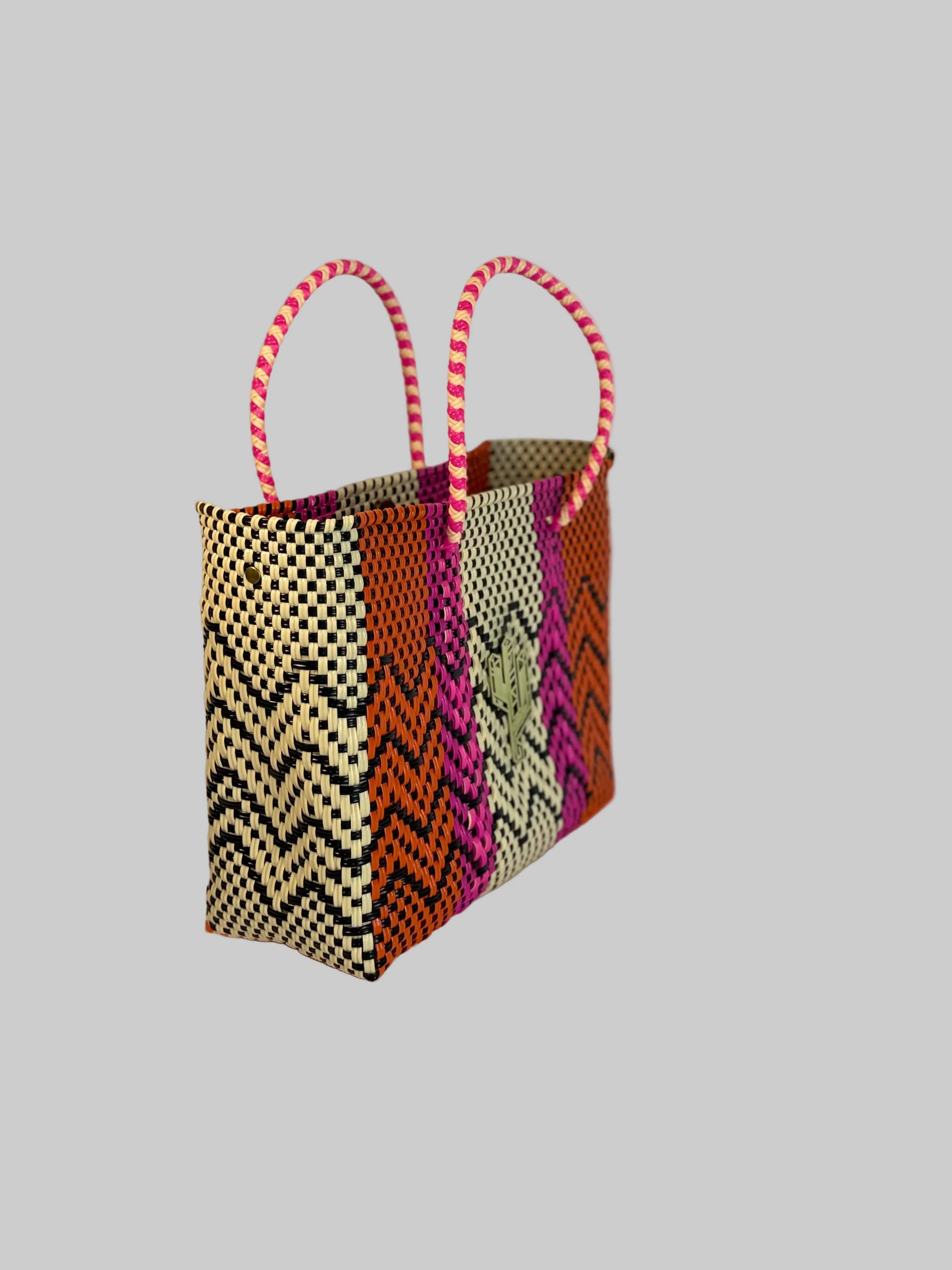 Cancun Beige-Orange-Fucsia Small Tote
