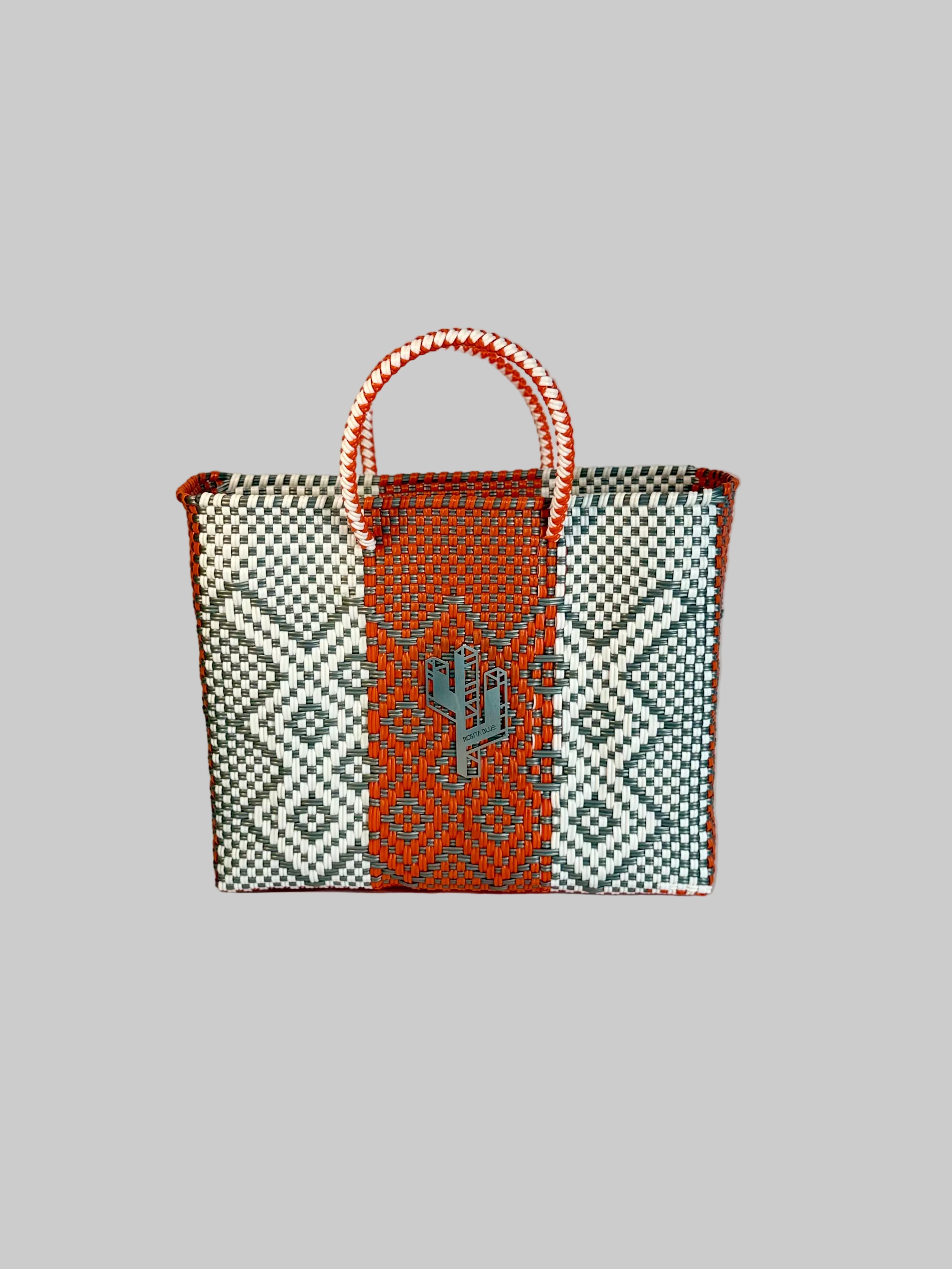 Tulum Orange-Silver-White Small Tote