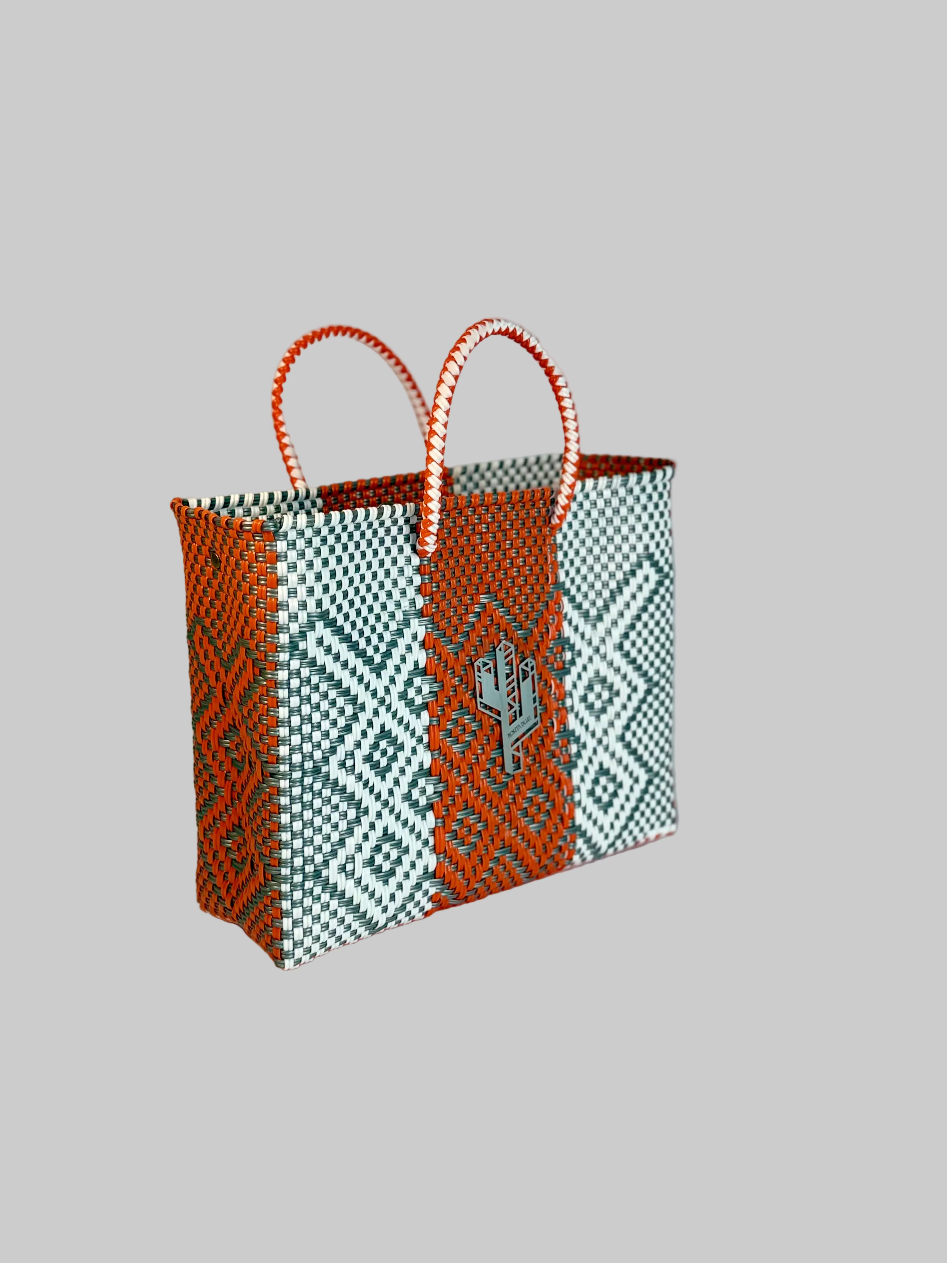 Tulum Orange-Silver-White Small Tote
