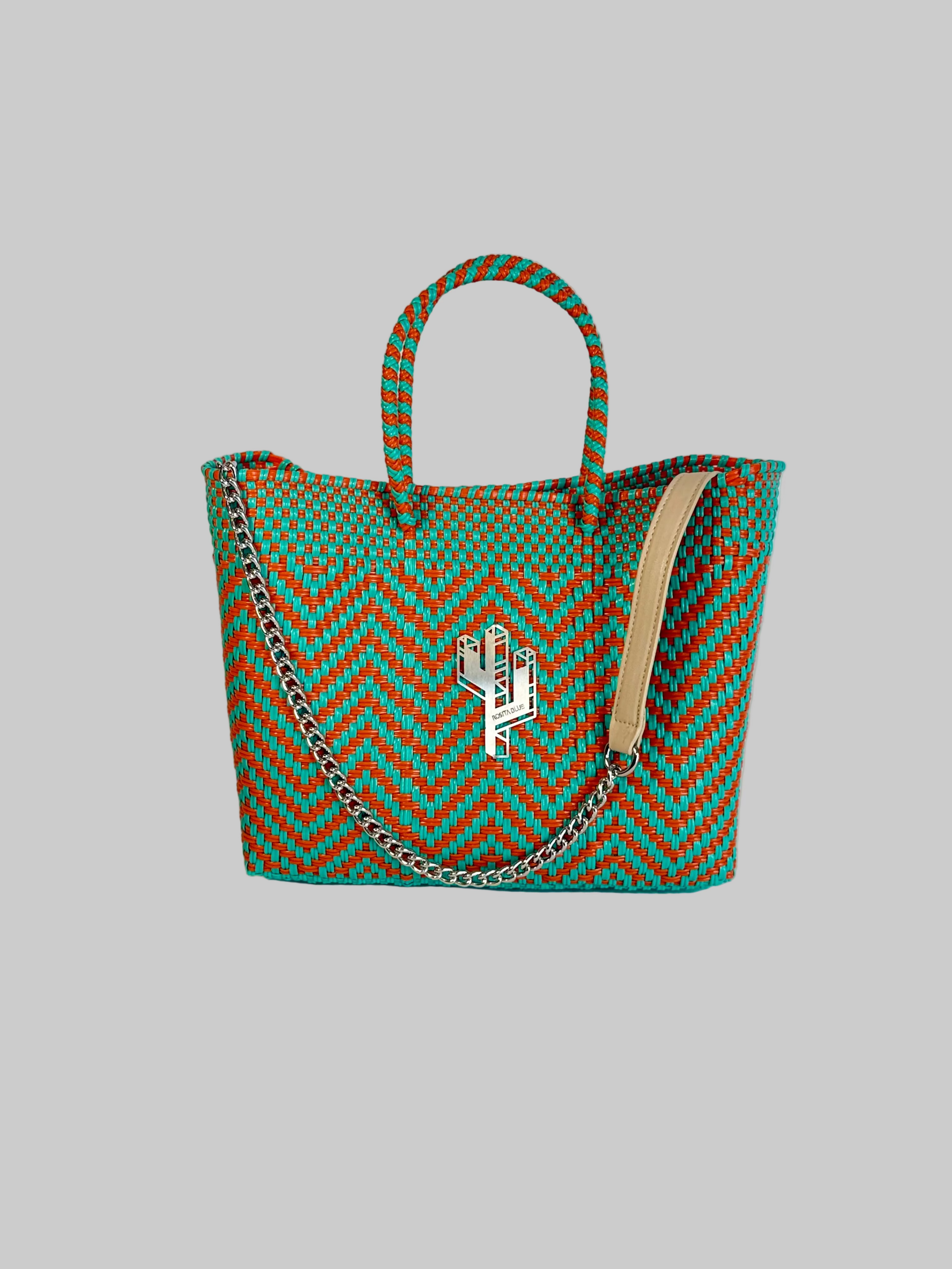 Mapimi Turquoise-Orange Small Tote