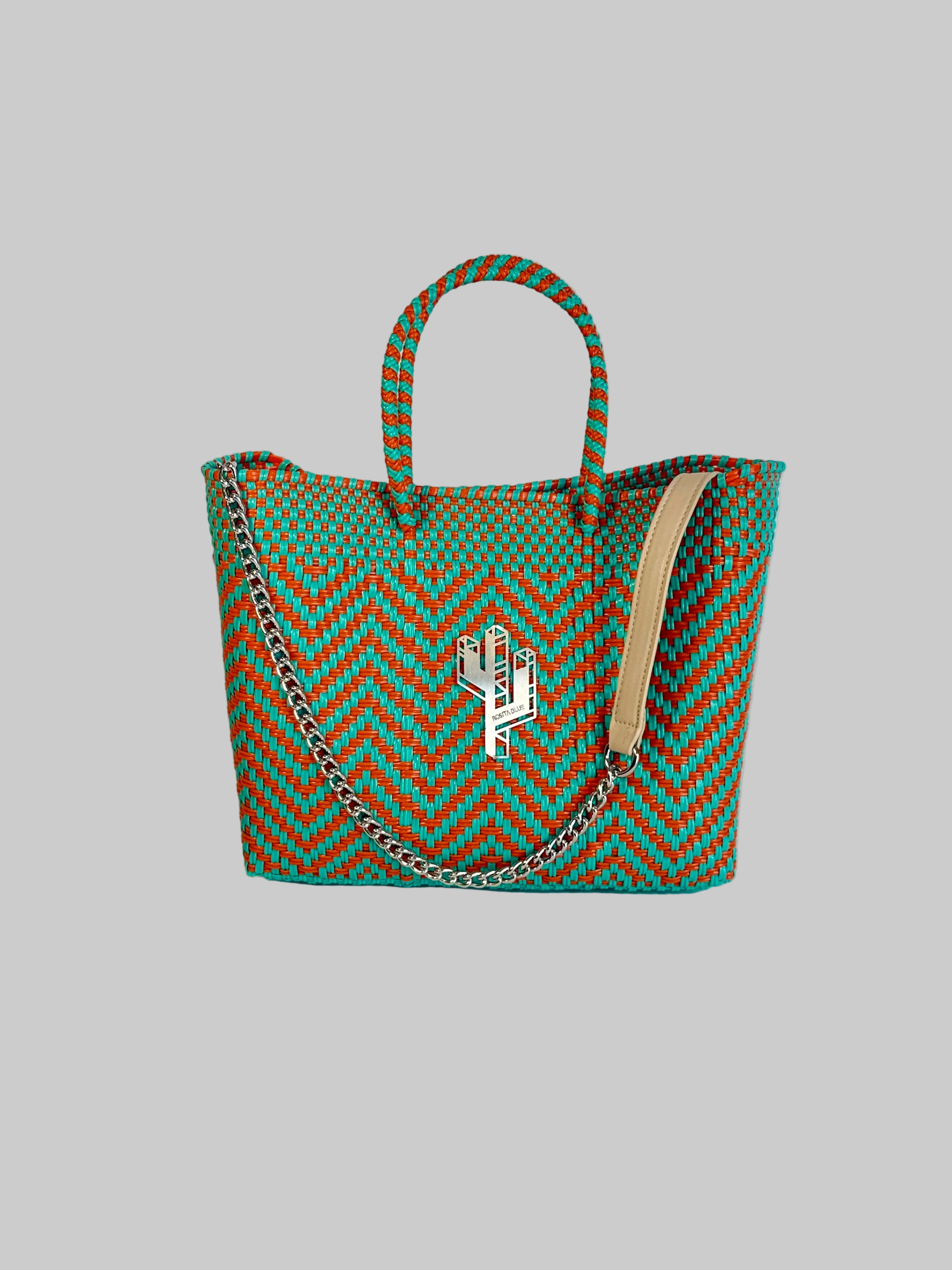 Mapimi Turquoise-Orange Small Tote