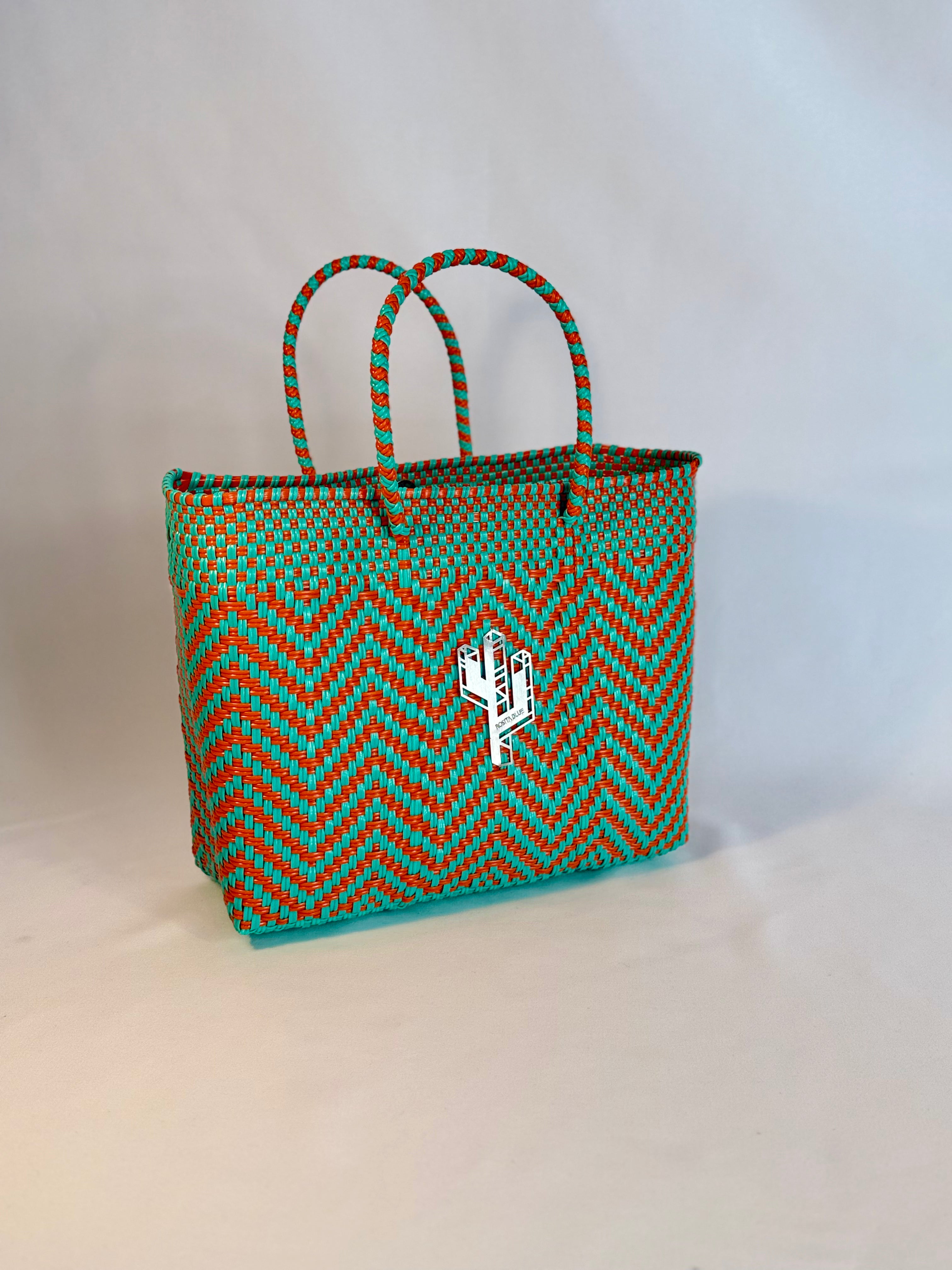 Mapimi Turquoise-Orange Small Tote