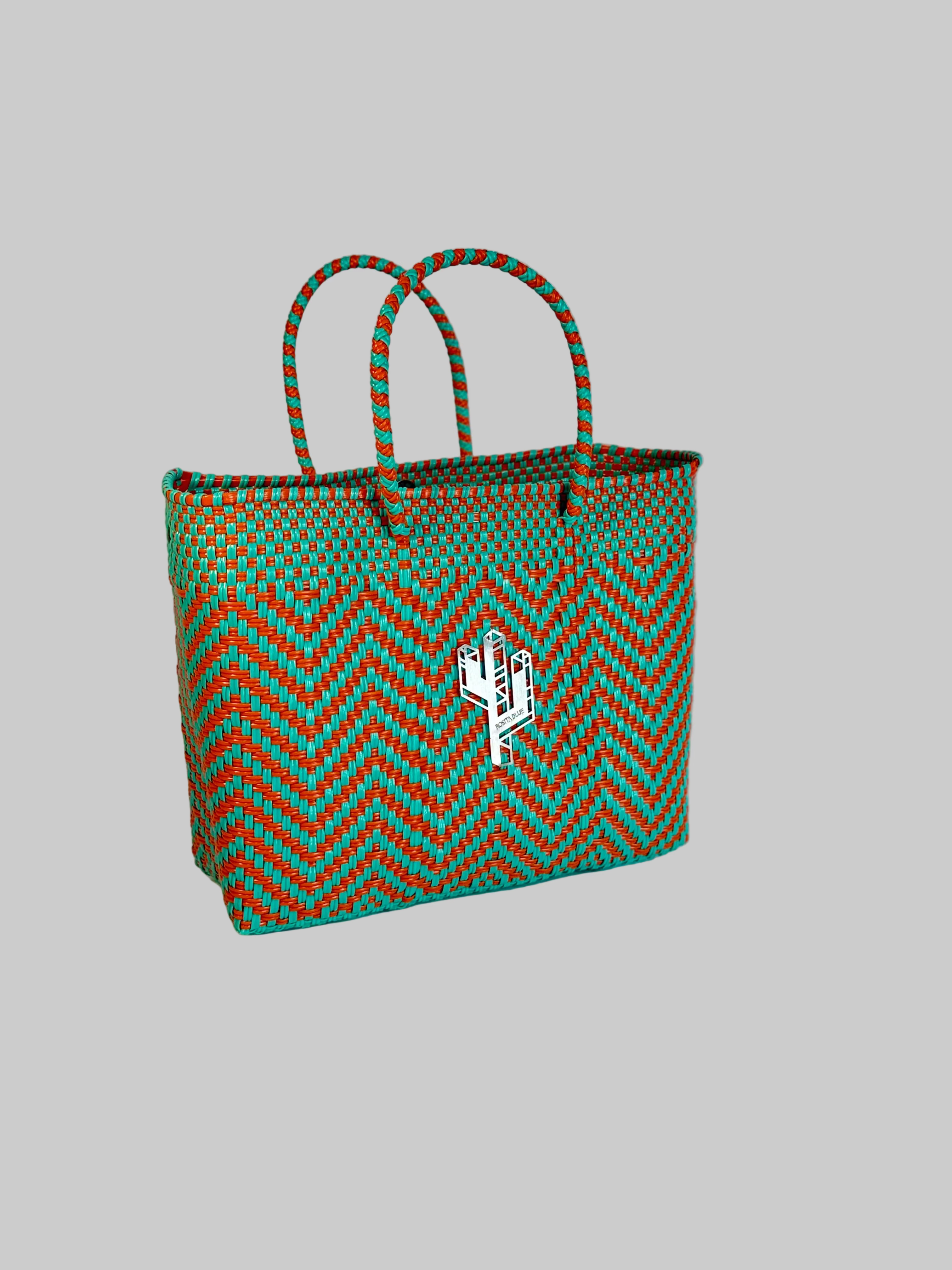 Mapimi Turquoise-Orange Small Tote