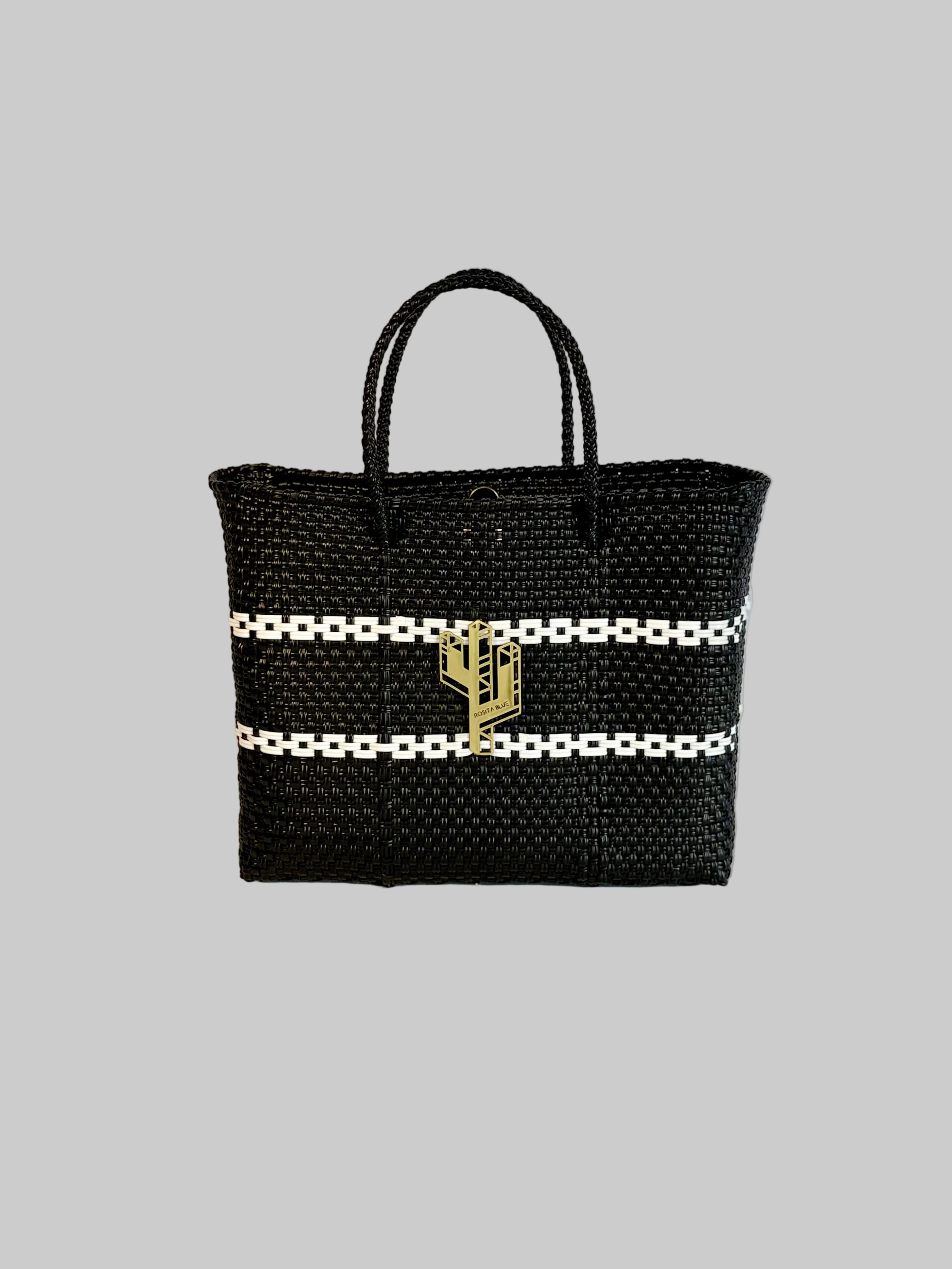 Candela White-Black Small Tote