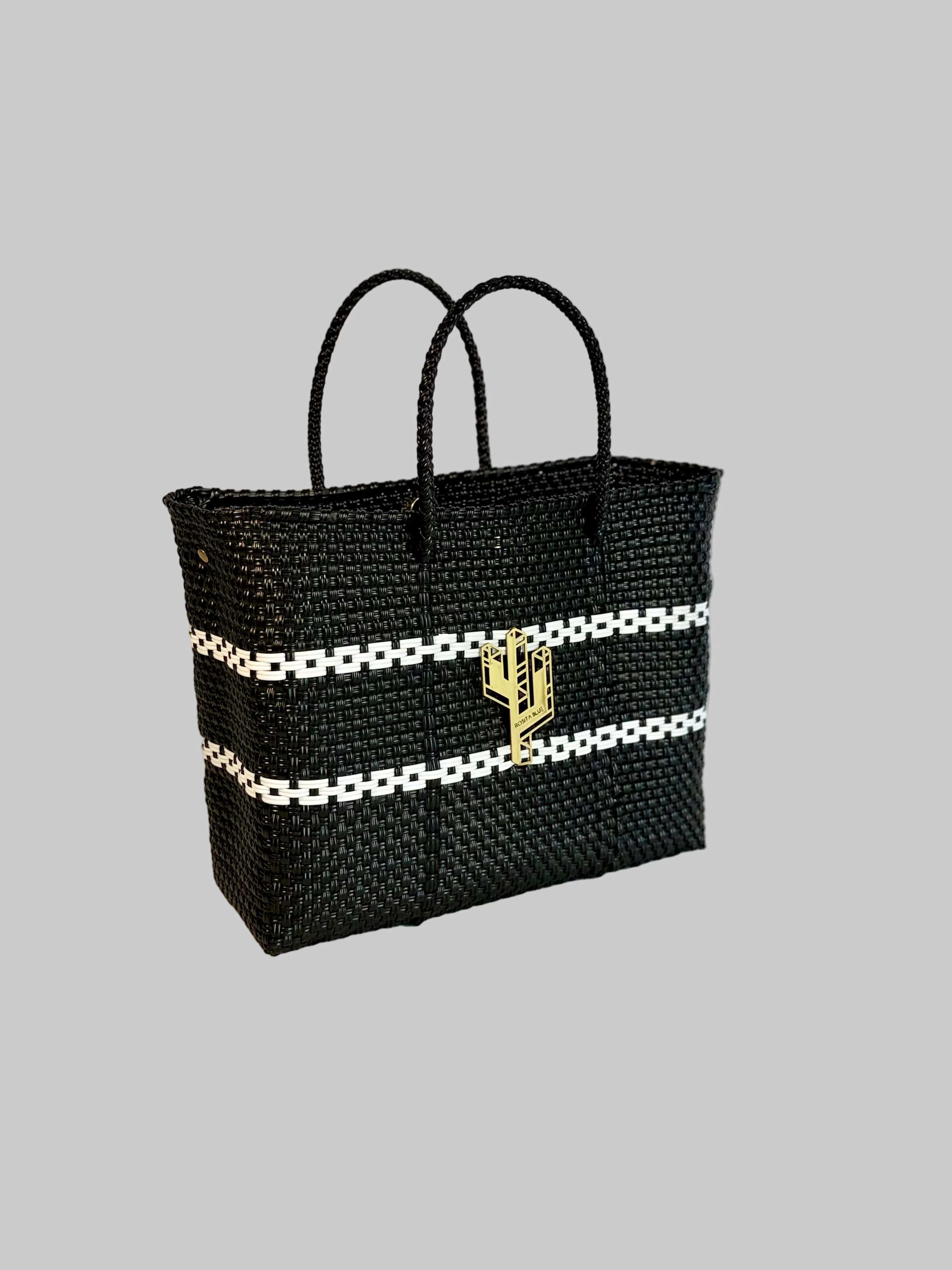 Candela White-Black Small Tote