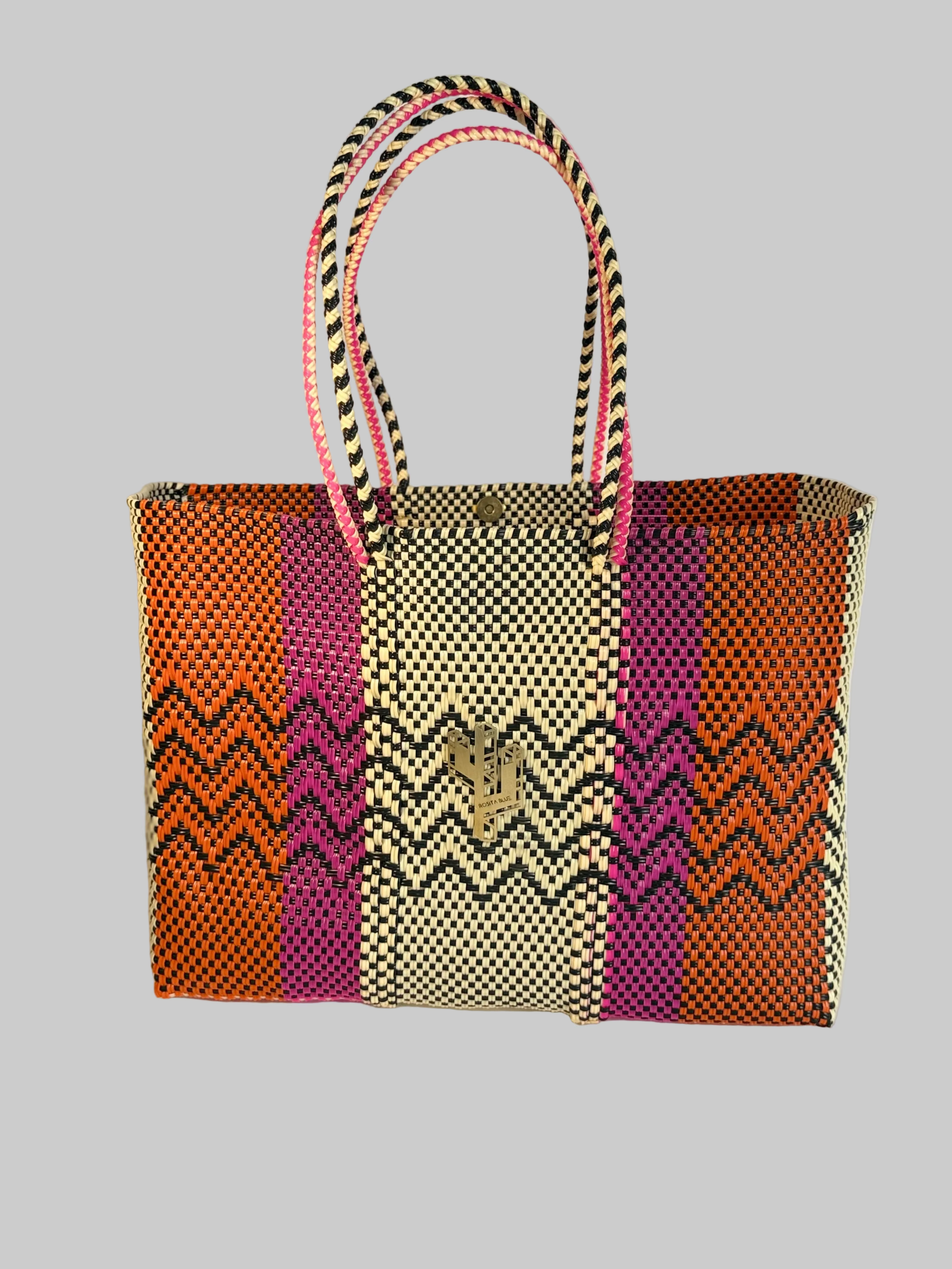 Cancun Beige-Orange-Fucsia Large Tote