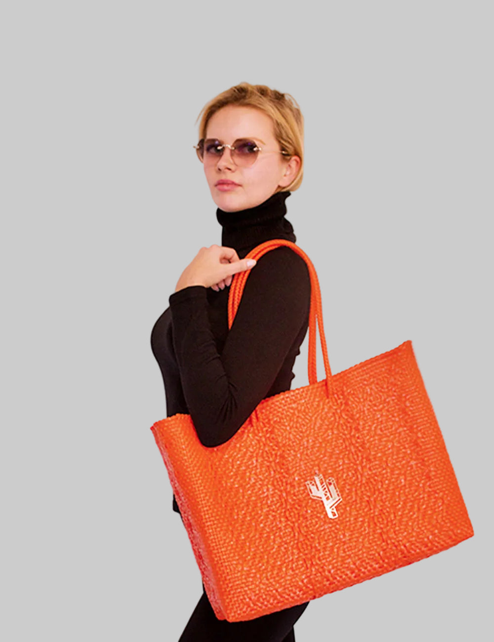 Rosita Blue - La Paz Orange Large Tote