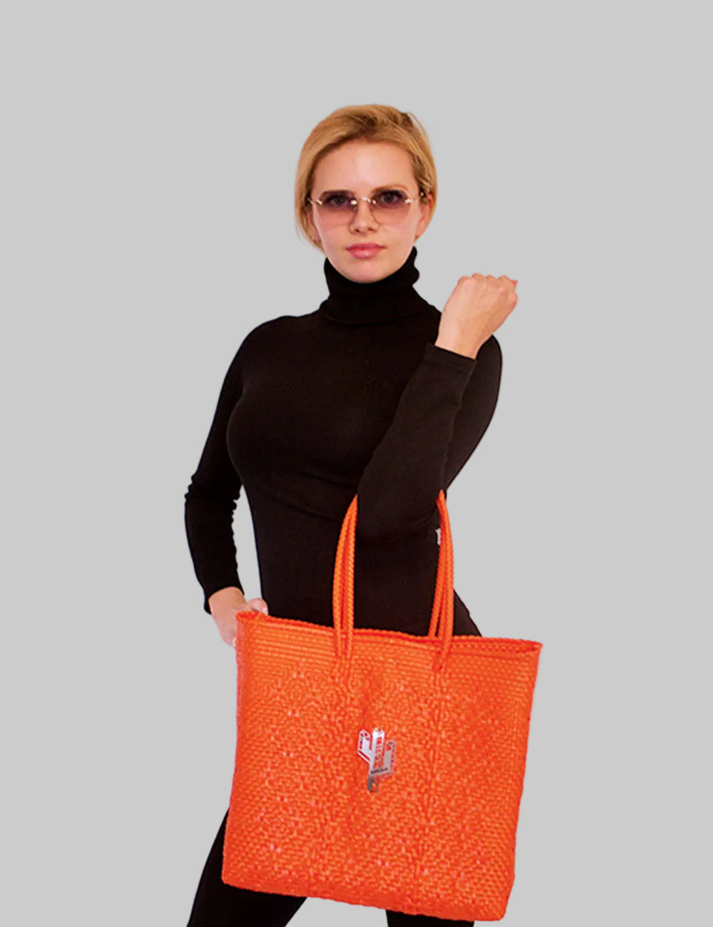 Rosita Blue - La Paz Orange Medium Tote