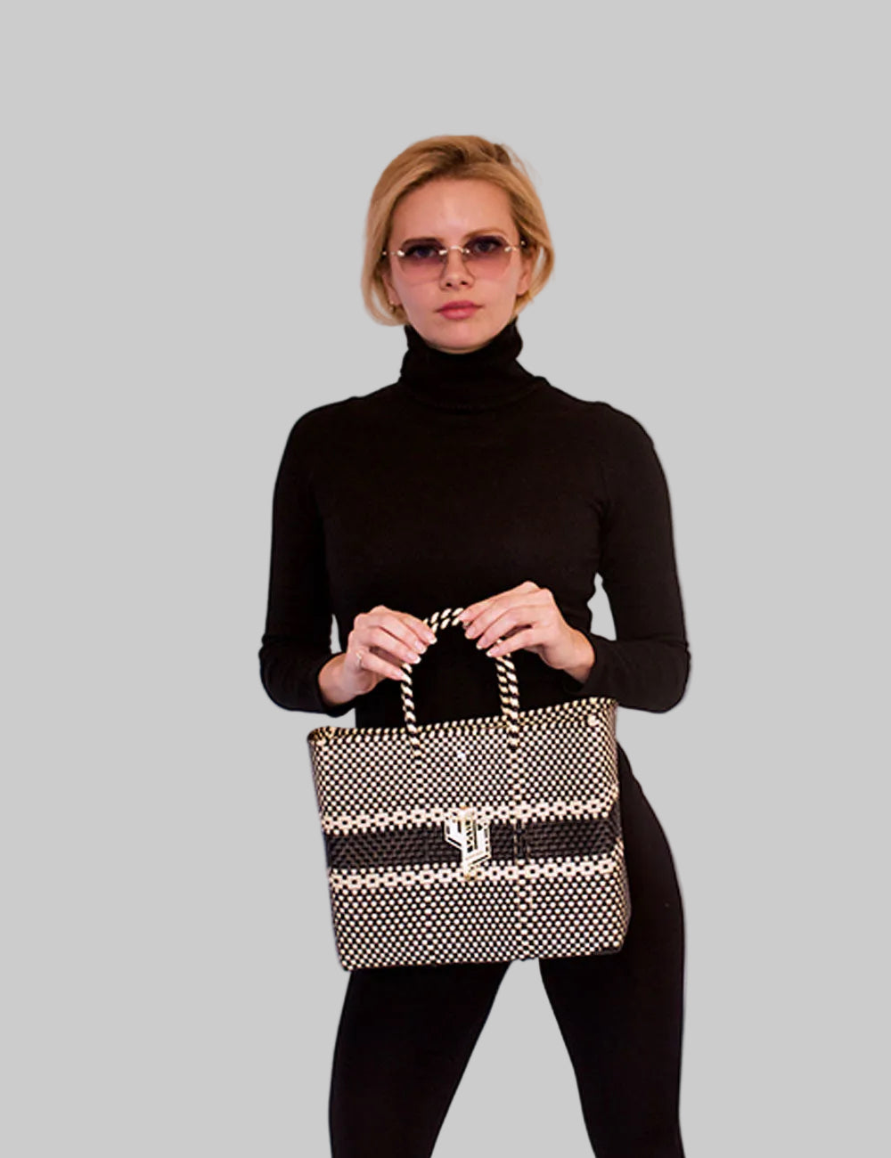 Rosita Blue - Puebla Beige-Black Small Tote
