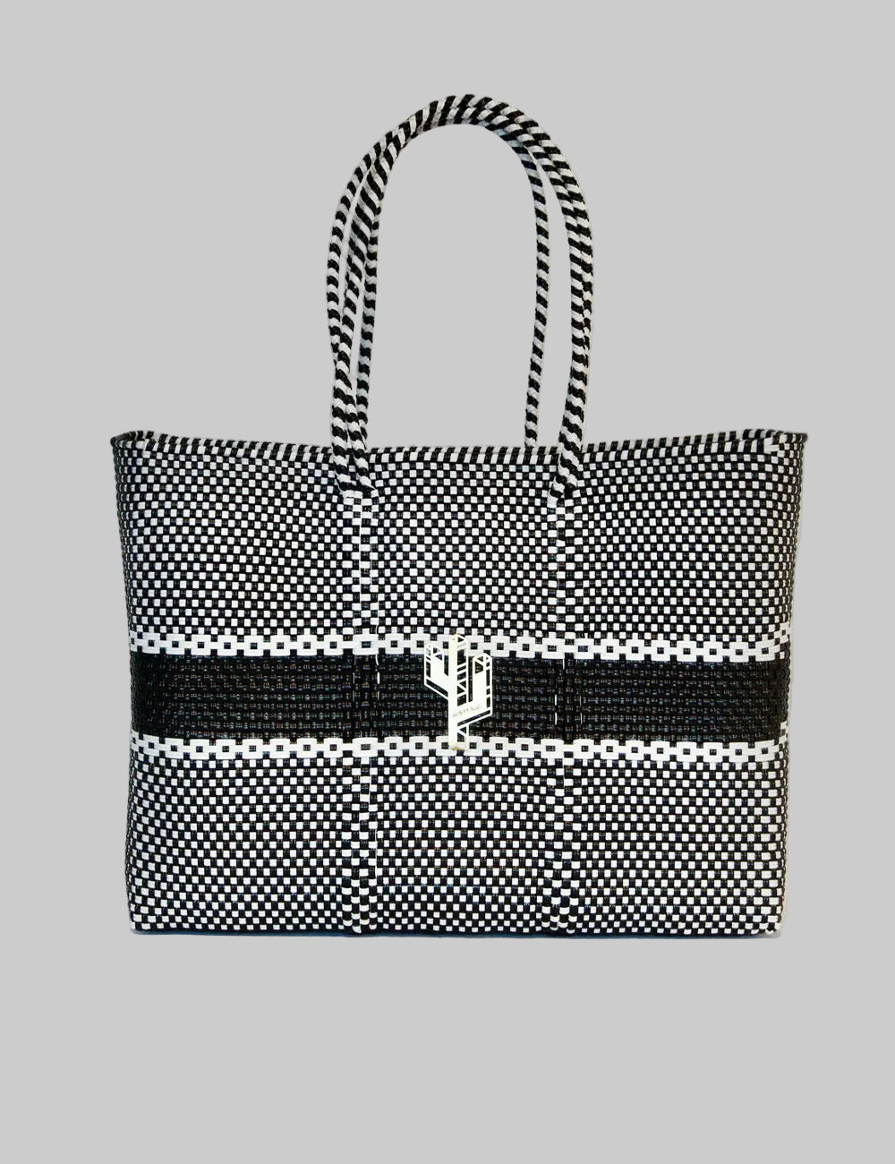 Rosita Blue - Puebla White-Black Large Tote