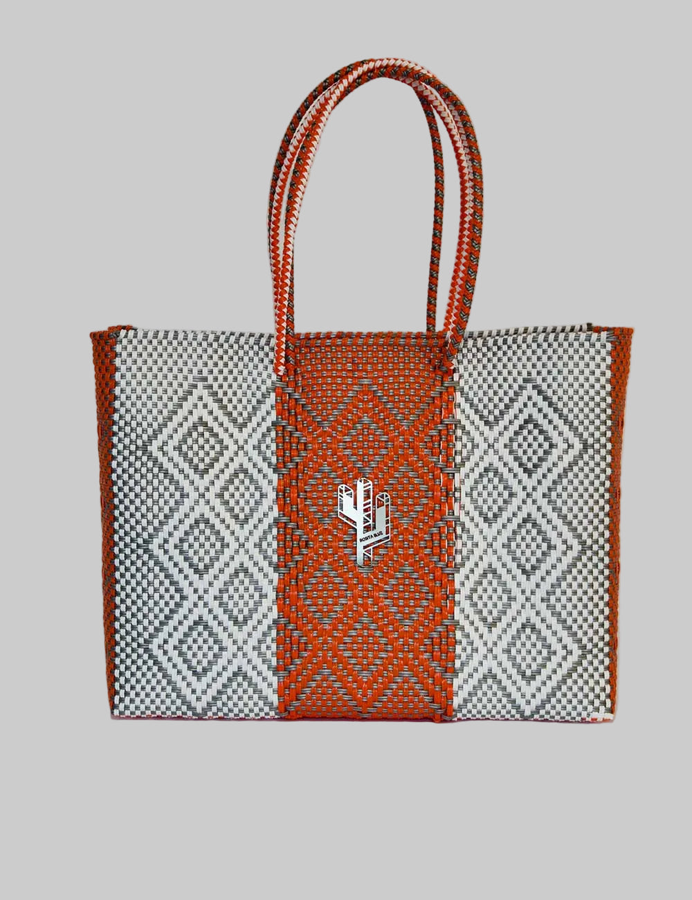 Rosita Blue - Tulum Orange-Silver-White Large Tote