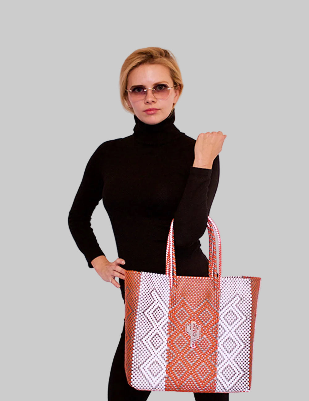 Rosita Blue - Tulum Orange-Silver-White Medium Tote