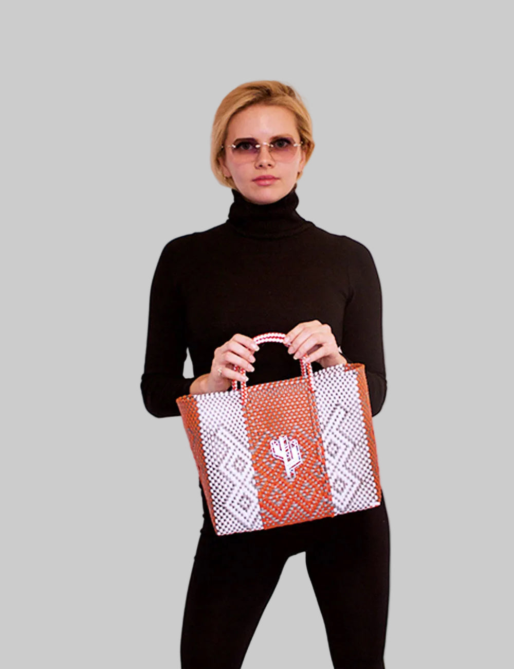 Rosita Blue - Tulum Orange-Silver-White Small Tote
