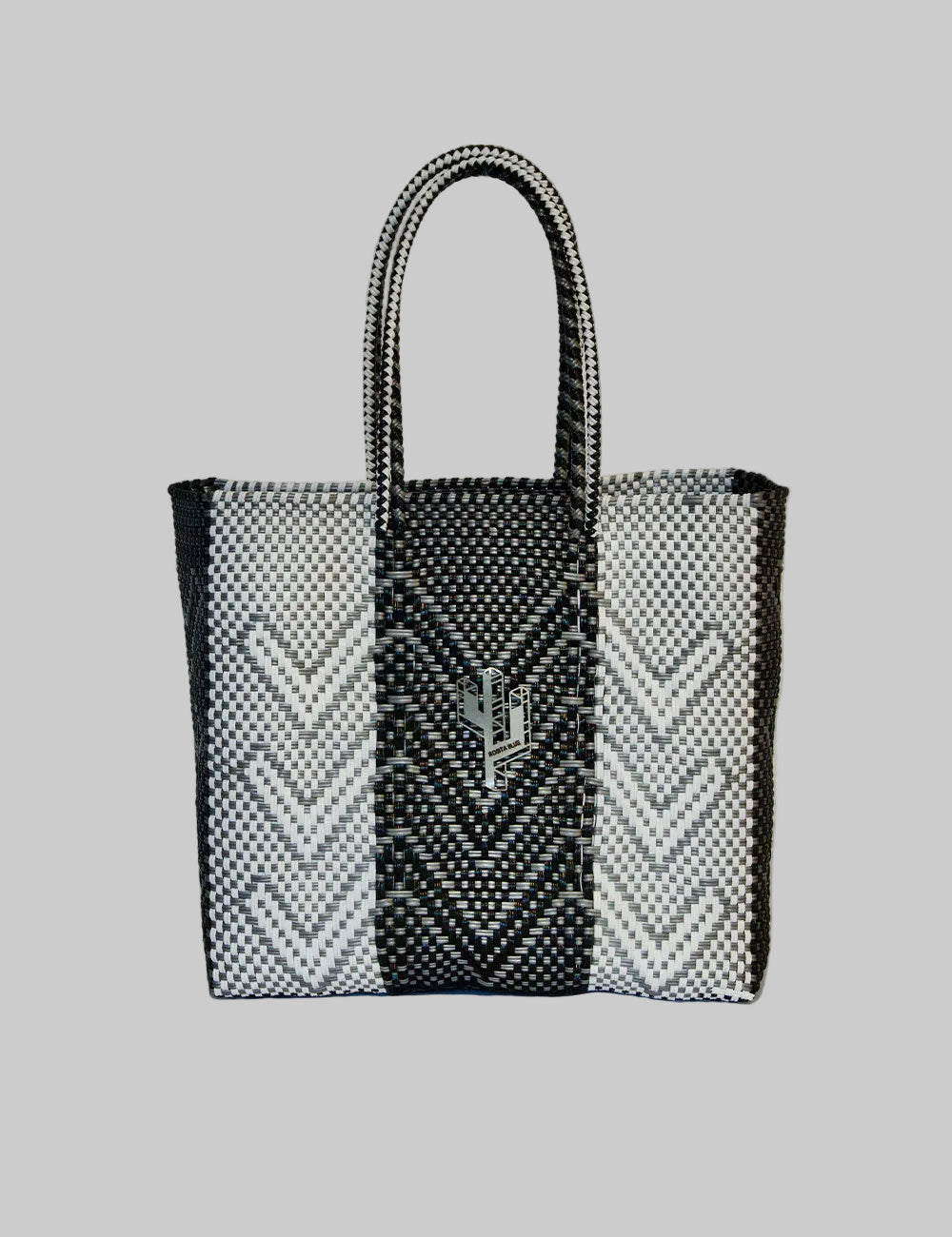 Rosita Blue - Veracruz Silver-White-Black Medium Tote