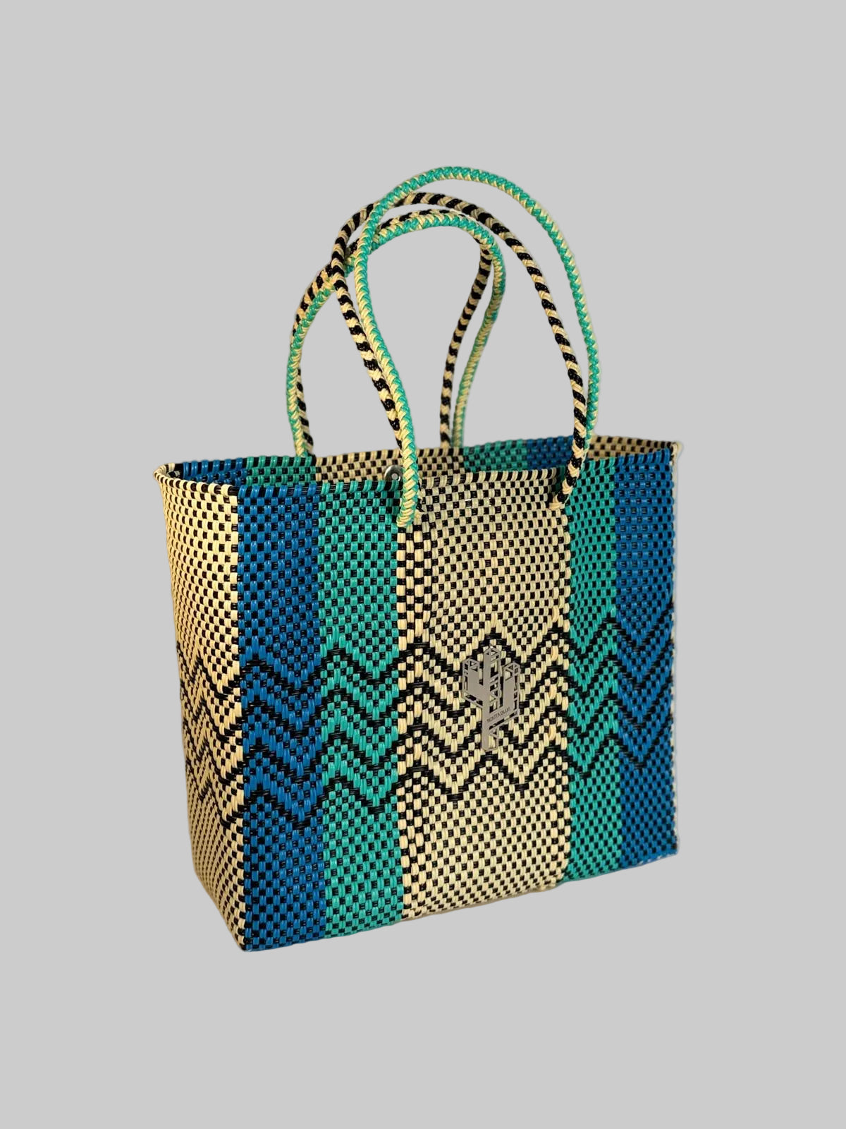 Cancun Beige-Turquoise-Blue Medium Tote