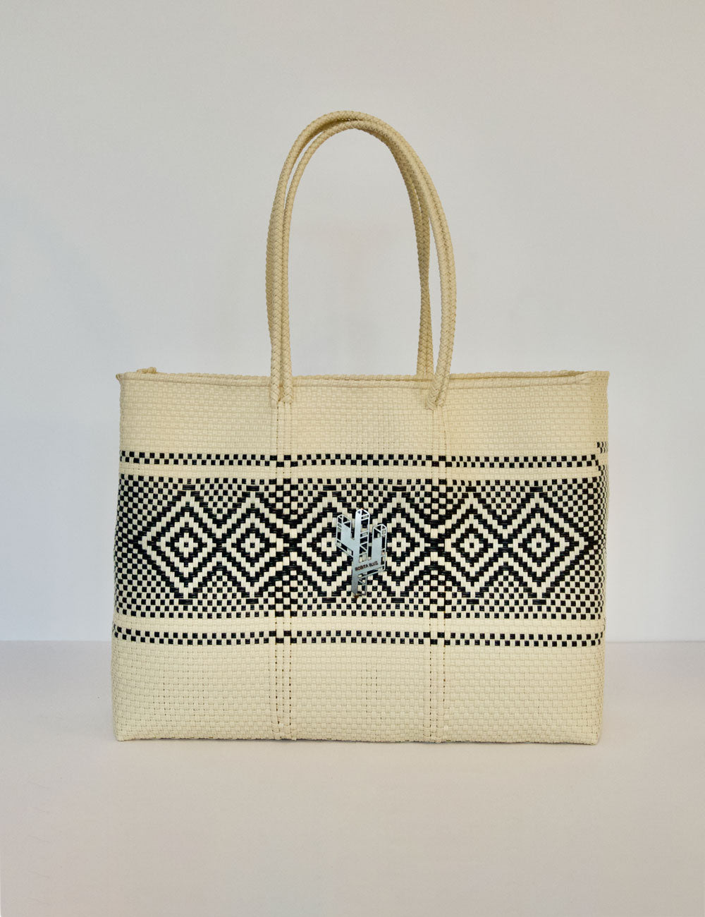 Azteca Beige-Black Large Tote