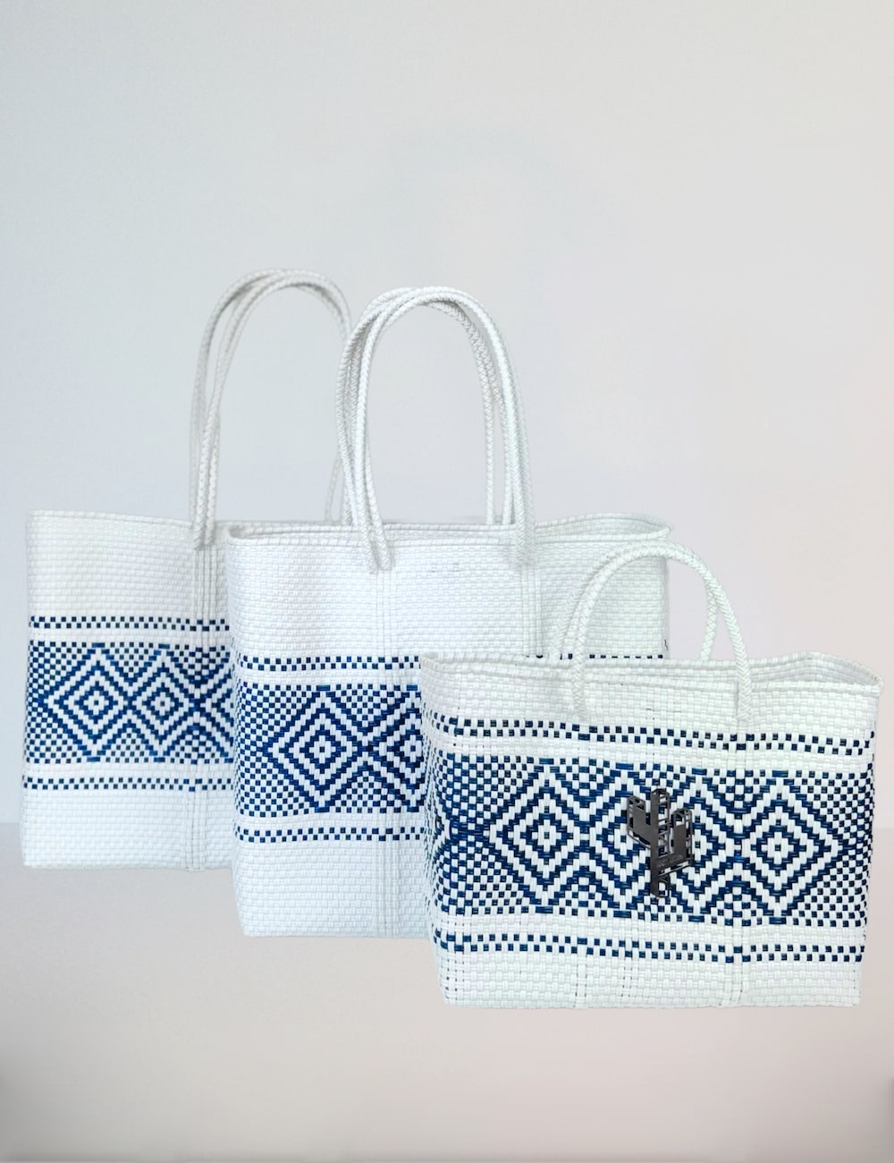 Azteca White-Blue Small Tote