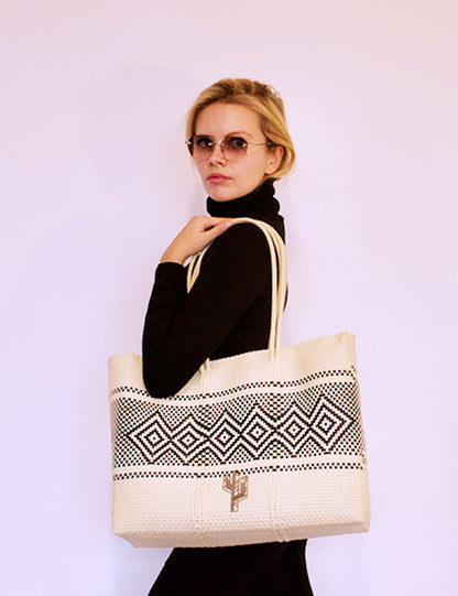 Rosita Blue - Azteca Beige-Black Large Tote