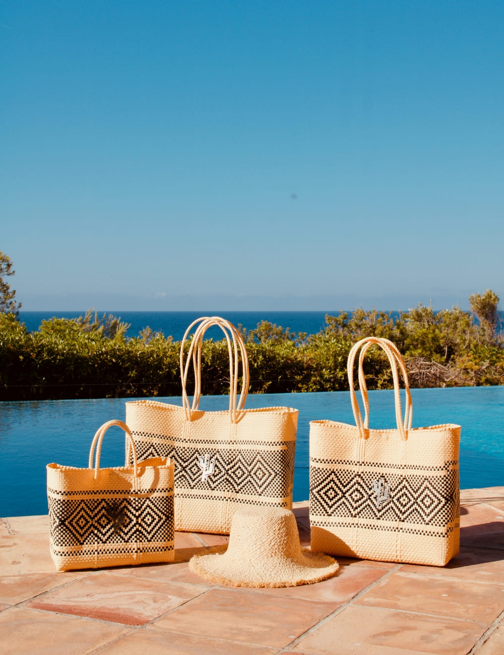 Rosita Blue -  Azteca Beige-Black Medium Tote