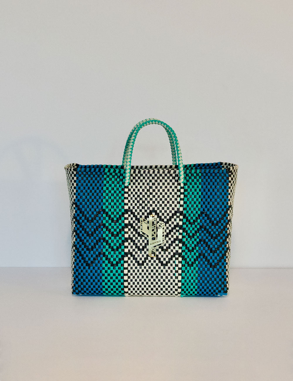 Cancun Beige-Turquoise-Blue Small Tote