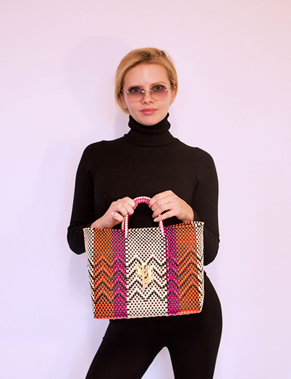 Rosita Blue - Cancun Beige-Orange-Fucsia Small Tote