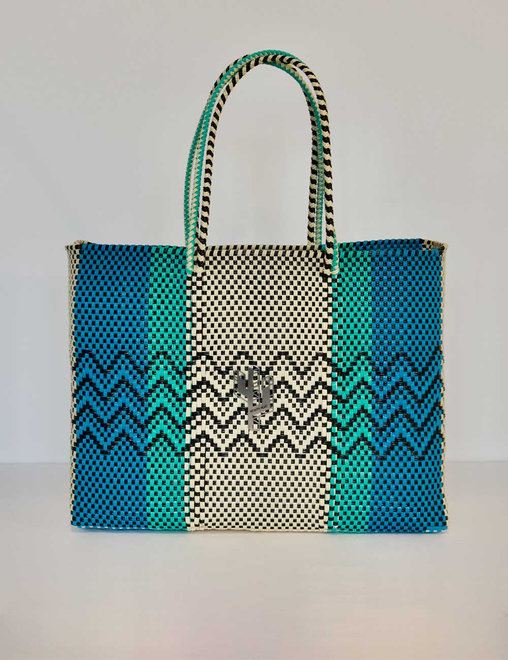 Rosita Blue - Cancun Beige-Turquoise-Blue Large Tote