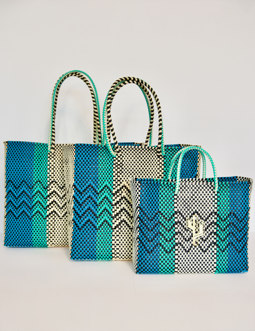 Rosita Blue - Cancun Beige-Turquoise-Blue Large Tote