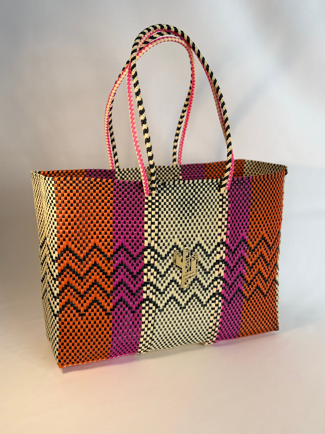 Cancun Beige-Orange-Fucsia Large Tote