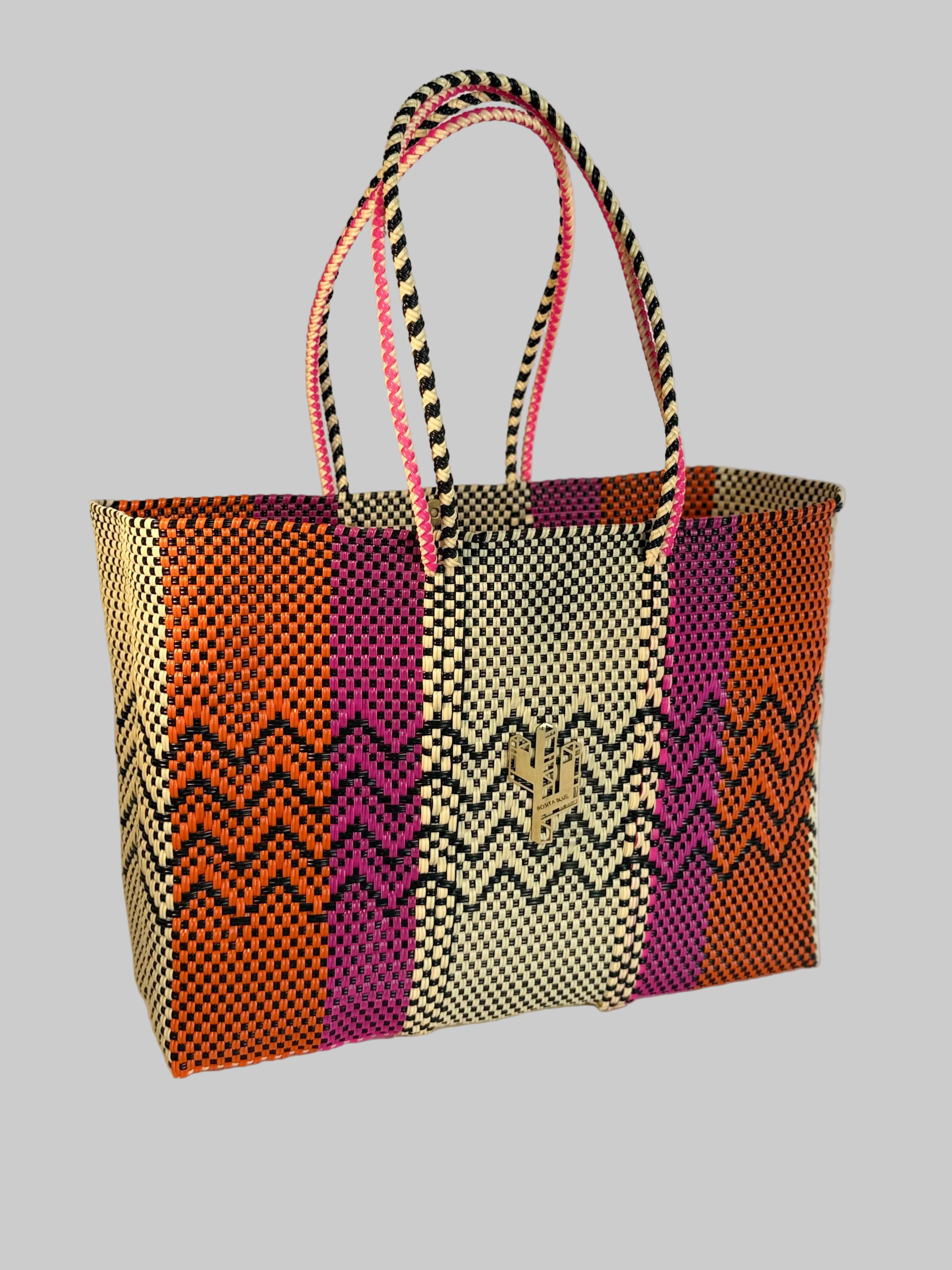 Cancun Beige-Orange-Fucsia Large Tote