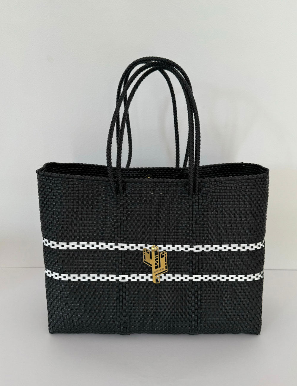 Candela White-Black Large Tote