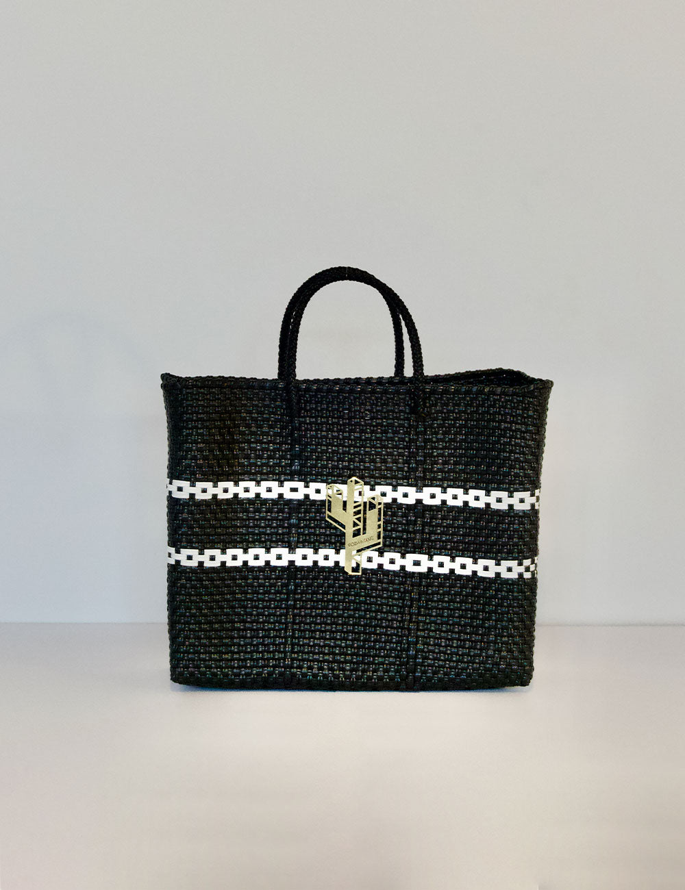 Candela White-Black Small Tote