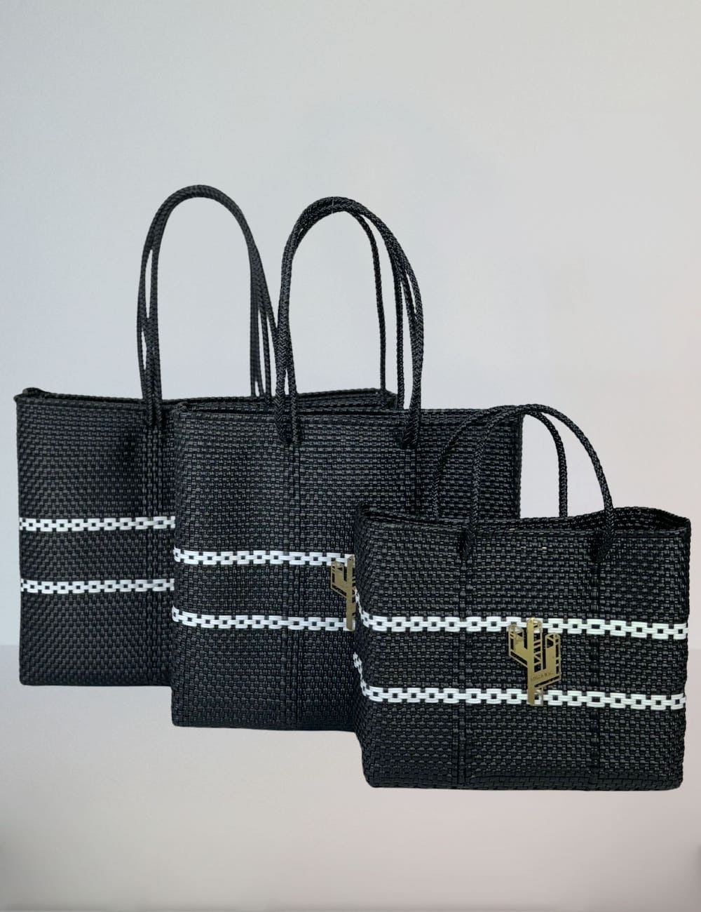 Candela White-Black Large Tote