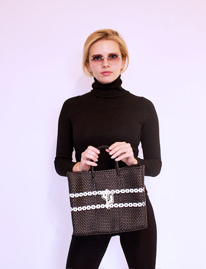Rosita Blue - Candela White-Black Small Tote