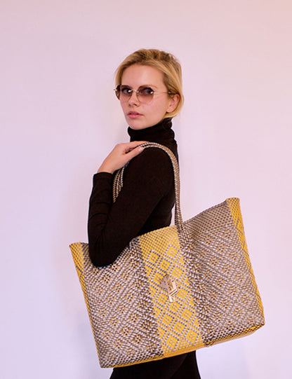 Chiapas Silver-Yellow Large Tote