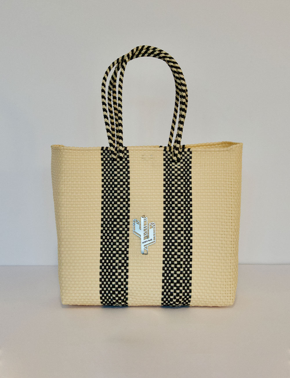 Colima Beige-Black Medium Tote