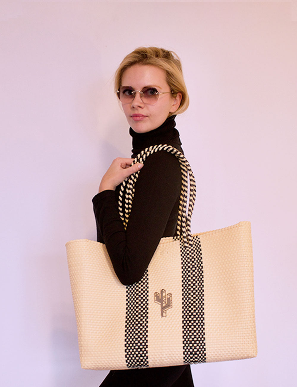 Rosita Blue - Colima Beige-Black Large Tote