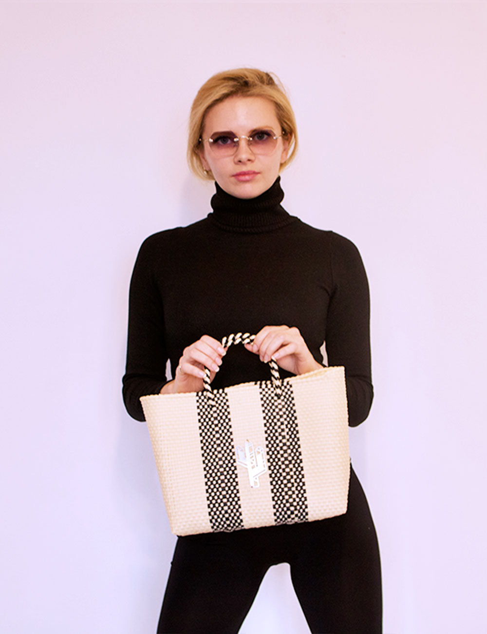 Rosita Blue - Colima Beige-Black Small Tote