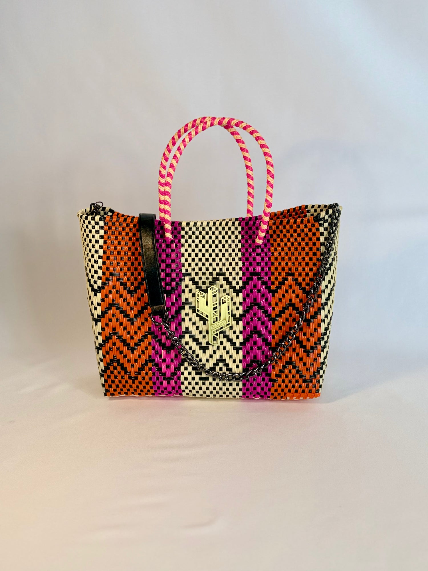 Cancun Beige-Orange-Fucsia Small Tote