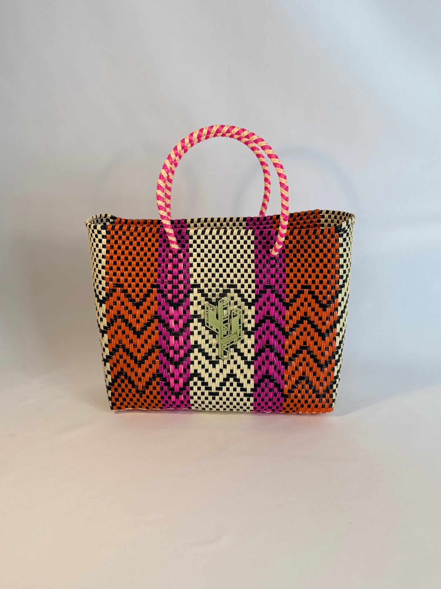 Cancun Beige-Orange-Fucsia Small Tote