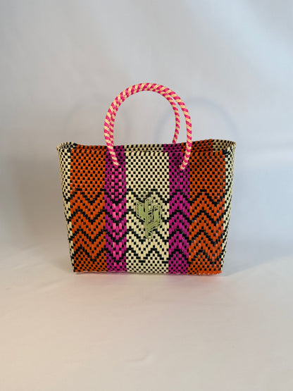 Cancun Beige-Orange-Fucsia Small Tote
