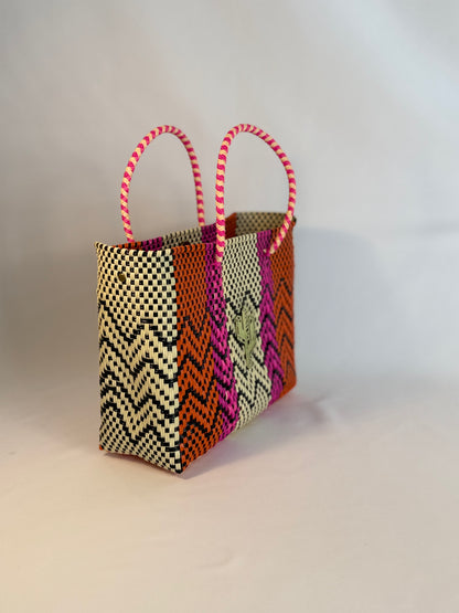 Cancun Beige-Orange-Fucsia Small Tote