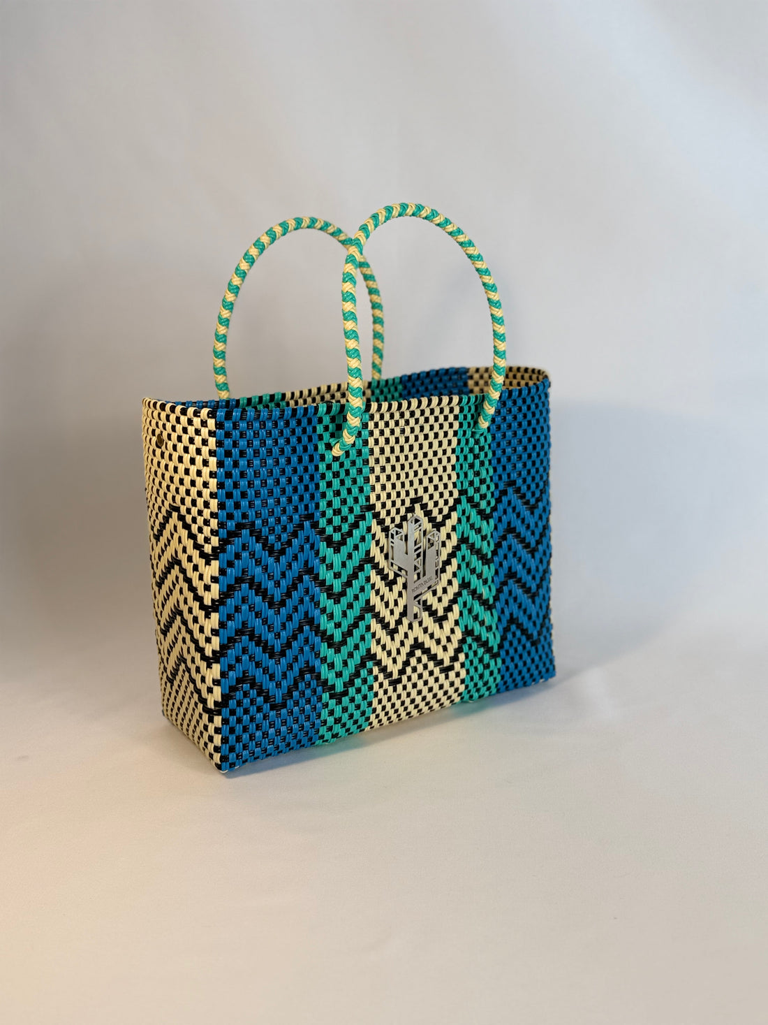 Cancun Beige-Turquoise-Blue Small Tote