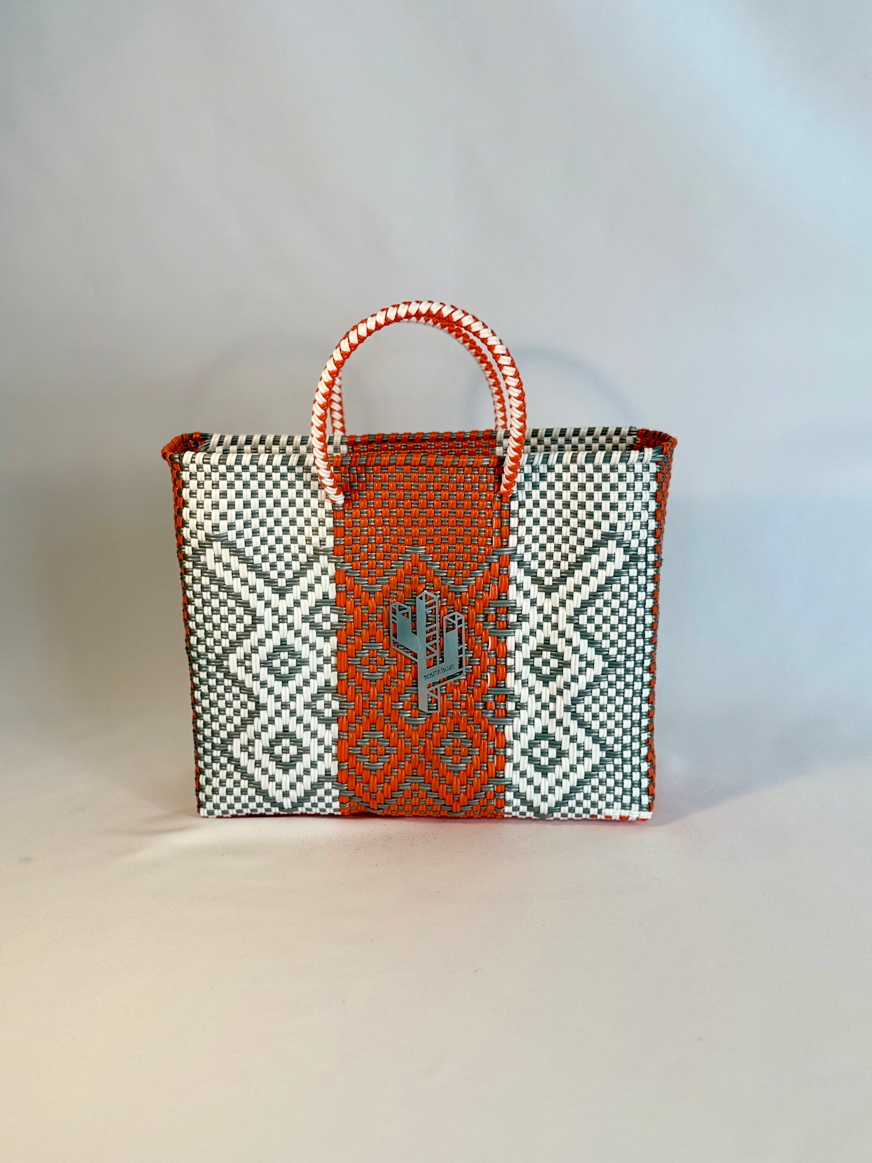 Tulum Orange-Silver-White Small Tote